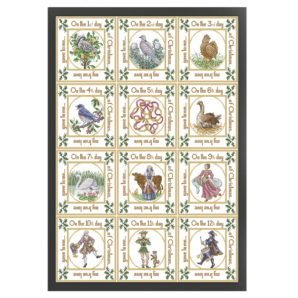 Twelfth Day Of Christmas - 14CT Stamped Cross Stitch 64*82CM(Joy Sunday)