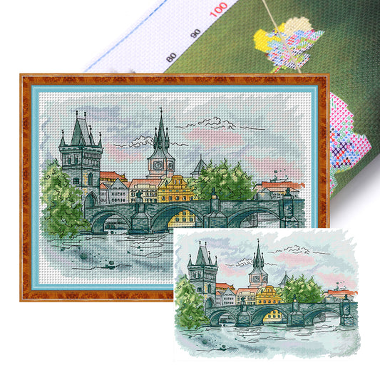 Charles Bridge - 14CT Stamped Cross Stitch 44*35CM(Joy Sunday)