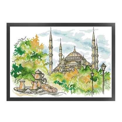 Istanbul Blue Mosque - 14CT Stamped Cross Stitch 41*29CM(Joy Sunday)