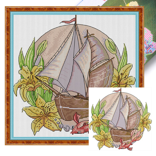 Flower Tour - 14CT Stamped Cross Stitch 28*28CM(Joy Sunday)