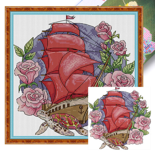 Flower Tour - 14CT Stamped Cross Stitch 27*28CM(Joy Sunday)