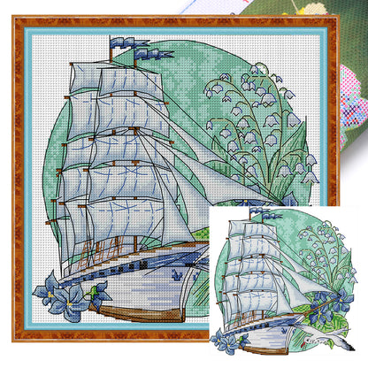 Flower Tour - 14CT Stamped Cross Stitch 27*26CM(Joy Sunday)