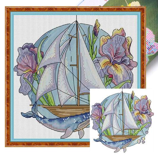 Flower Tour - 14CT Stamped Cross Stitch 28*28CM(Joy Sunday)