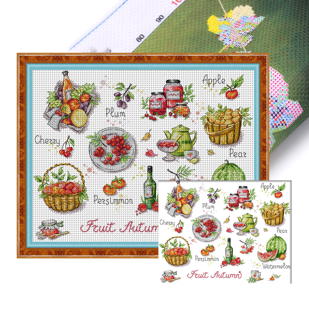 Autumn Fruits - 14CT Stamped Cross Stitch 51*43CM(Joy Sunday)