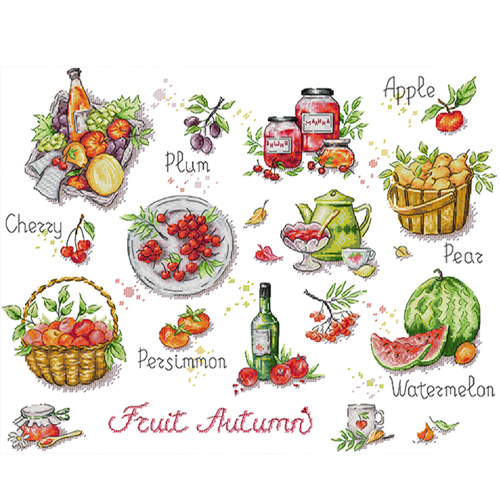 Autumn Fruits - 14CT Stamped Cross Stitch 51*43CM(Joy Sunday)