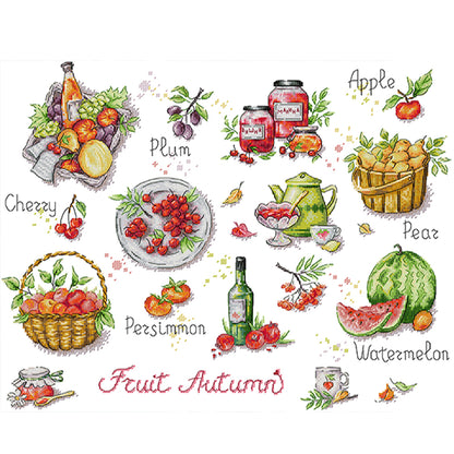 Autumn Fruits - 14CT Stamped Cross Stitch 51*43CM(Joy Sunday)