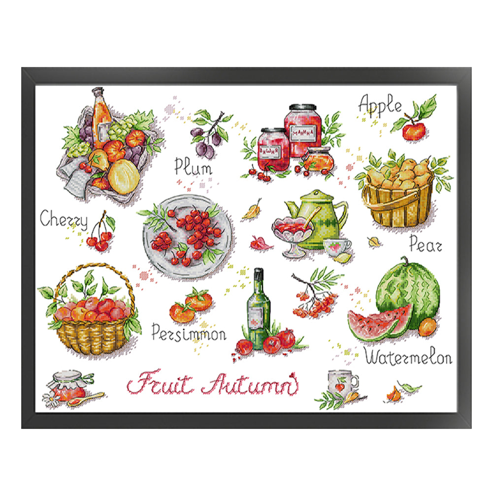 Autumn Fruits - 14CT Stamped Cross Stitch 51*43CM(Joy Sunday)