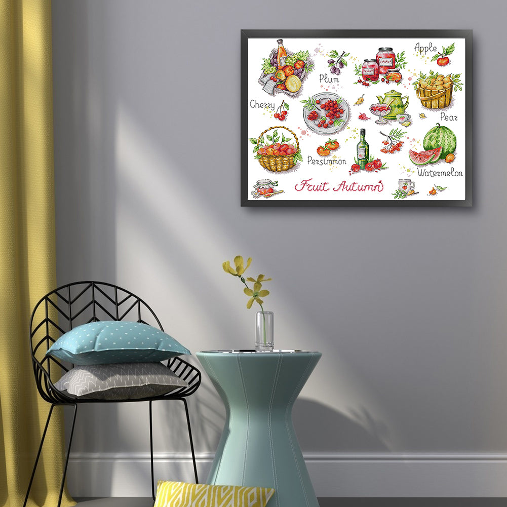 Autumn Fruits - 14CT Stamped Cross Stitch 51*43CM(Joy Sunday)