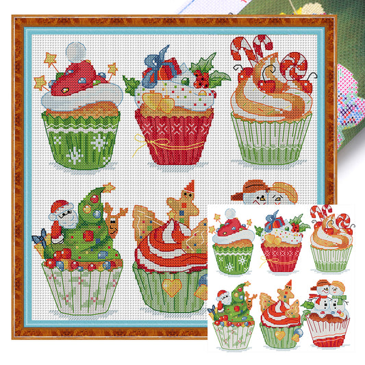 Christmas Cupcakes - 14CT Stamped Cross Stitch 28*28CM(Joy Sunday)