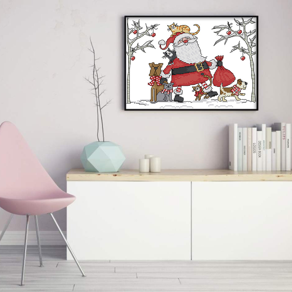 Santa Claus - 14CT Stamped Cross Stitch 29*22CM(Joy Sunday)