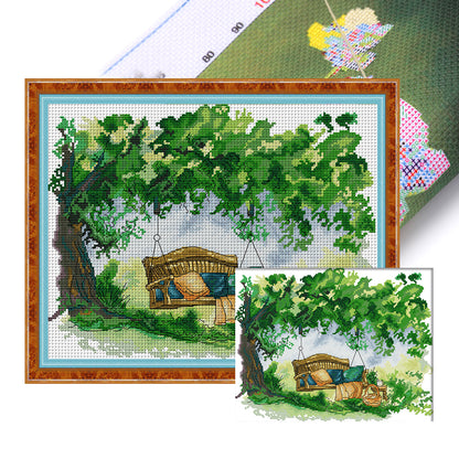 Swing In The Garden - 14CT Stamped Cross Stitch 37*30CM(Joy Sunday)