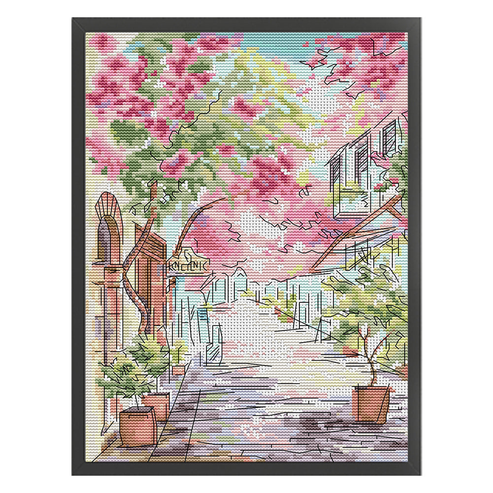 Greek Street - 14CT Stamped Cross Stitch 26*34CM(Joy Sunday)