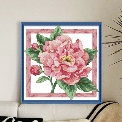 Peonies In Bloom - 14CT Stamped Cross Stitch 26*26CM(Joy Sunday)