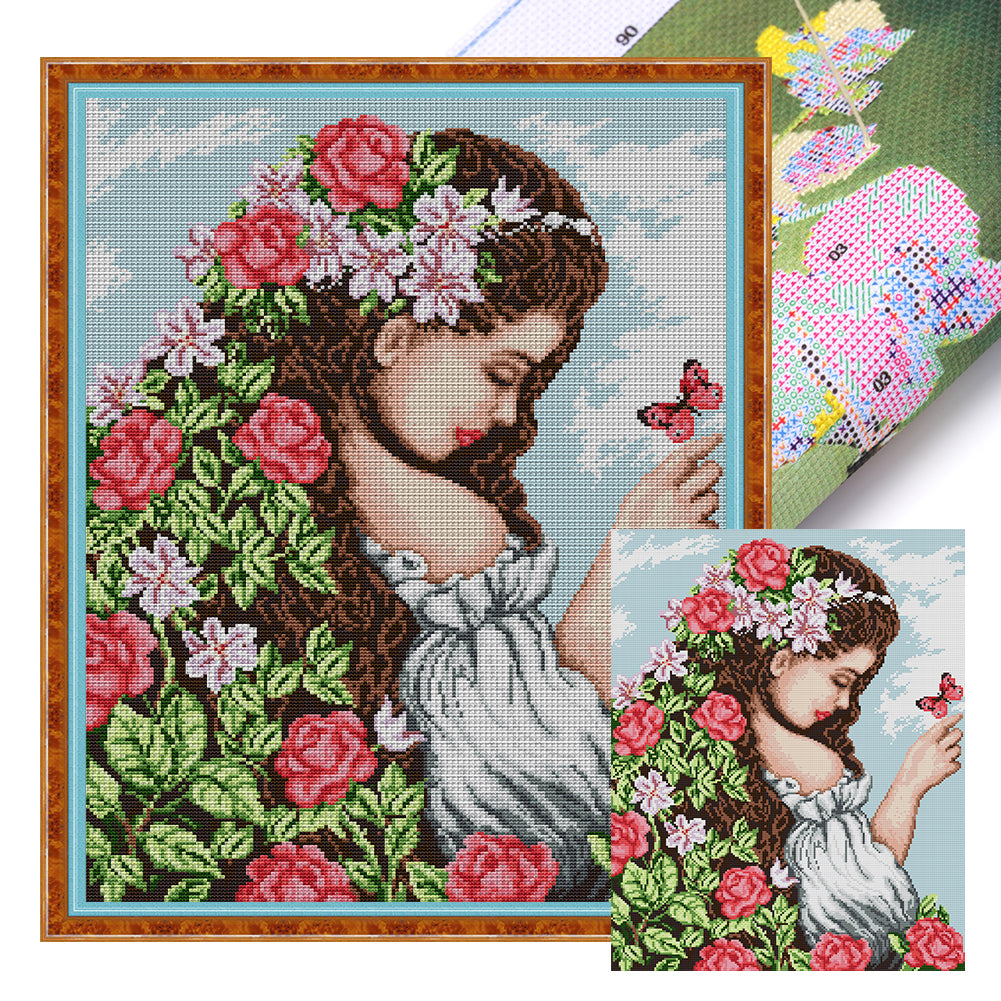 Daughter Of Spring - 14CT Stamped Cross Stitch 41*52CM(Joy Sunday)