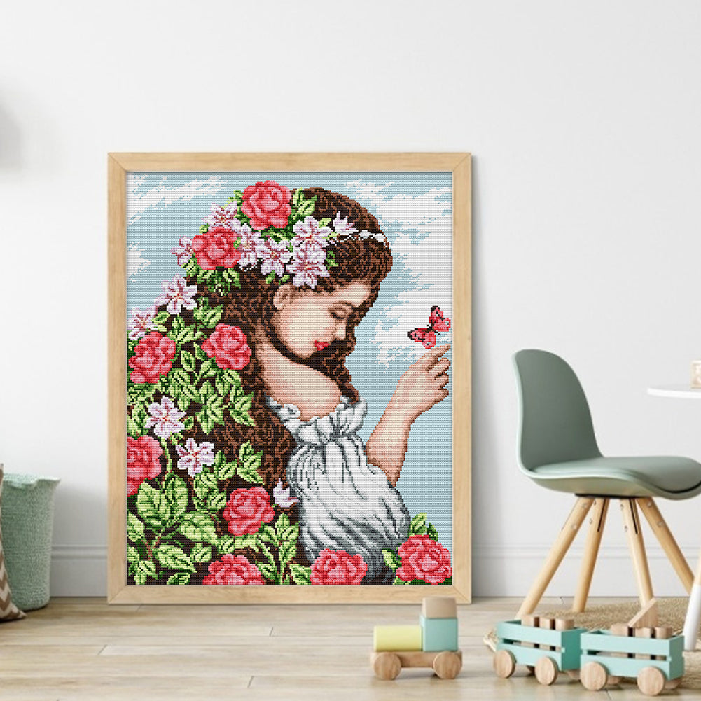 Daughter Of Spring - 14CT Stamped Cross Stitch 41*52CM(Joy Sunday)