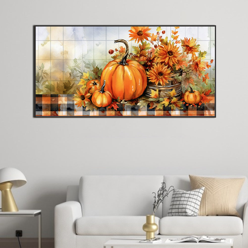 Pumpkin Sunflower - Full Round Drill Diamond Painting 80*40CM