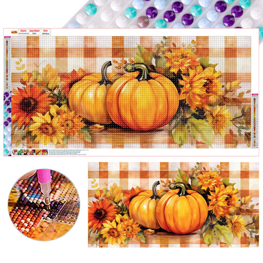 Pumpkin Sunflower - Full Round Drill Diamond Painting 80*40CM