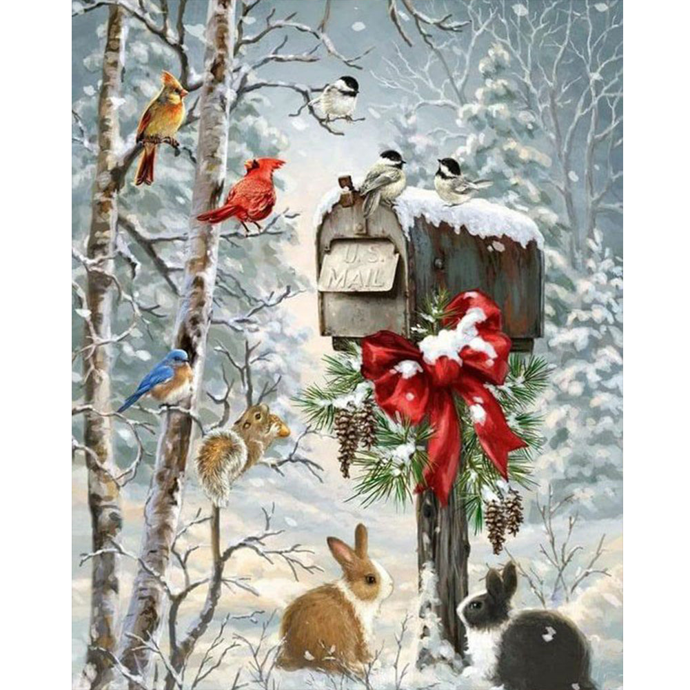 Christmas Forest Animals - Full Round Drill Diamond Painting 40*50CM