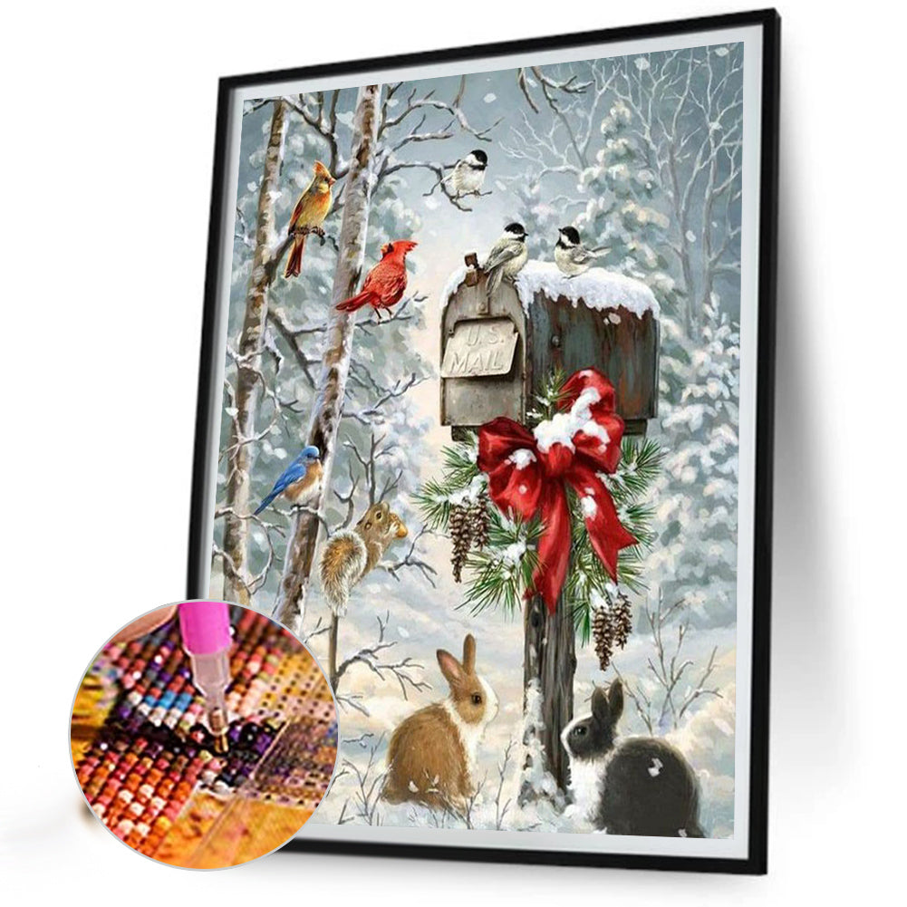 Christmas Forest Animals - Full Round Drill Diamond Painting 40*50CM