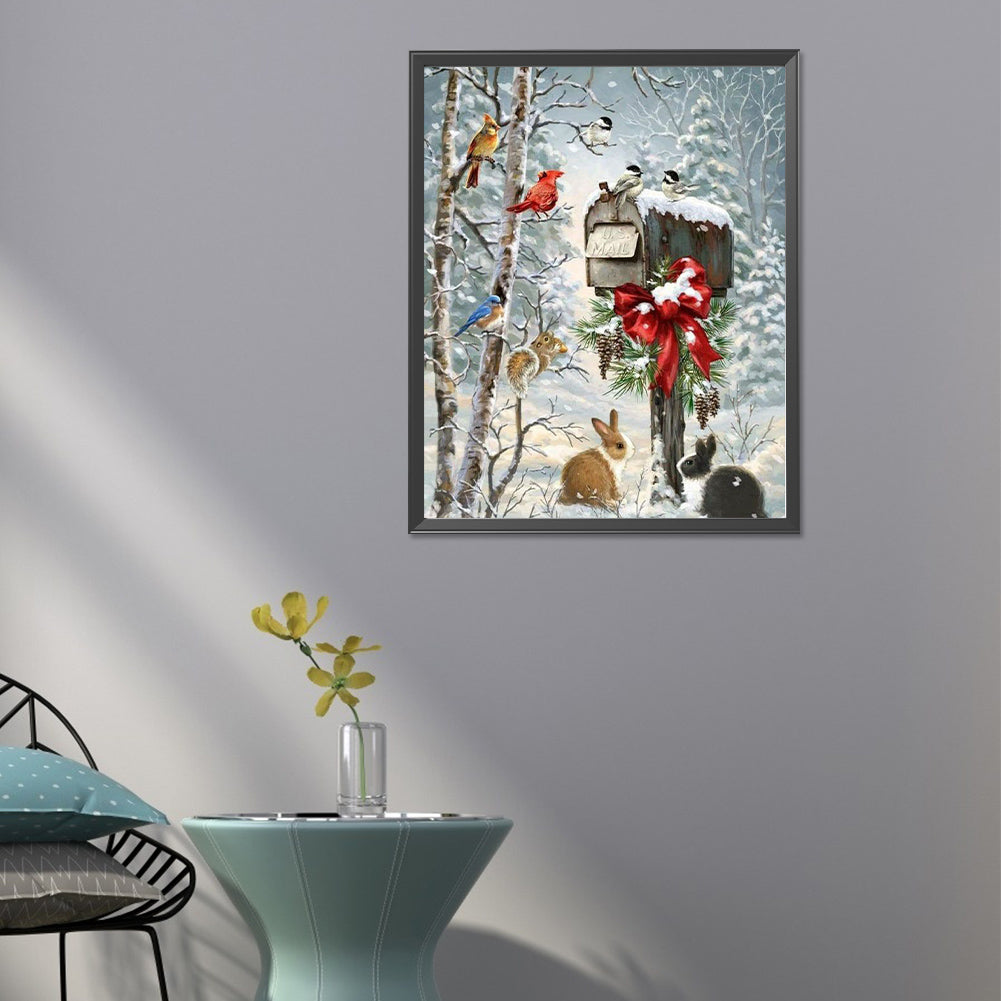 Christmas Forest Animals - Full Round Drill Diamond Painting 40*50CM