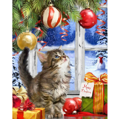 Christmas Kitten - Full Round Drill Diamond Painting 40*50CM