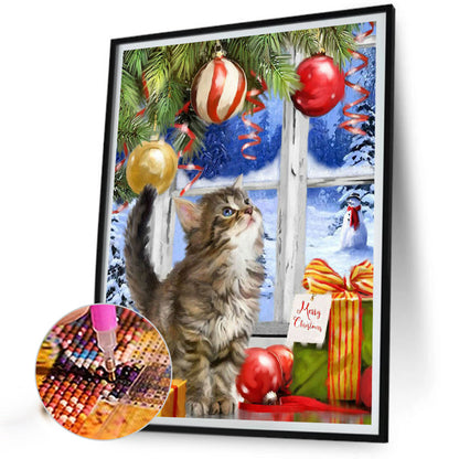 Christmas Kitten - Full Round Drill Diamond Painting 40*50CM