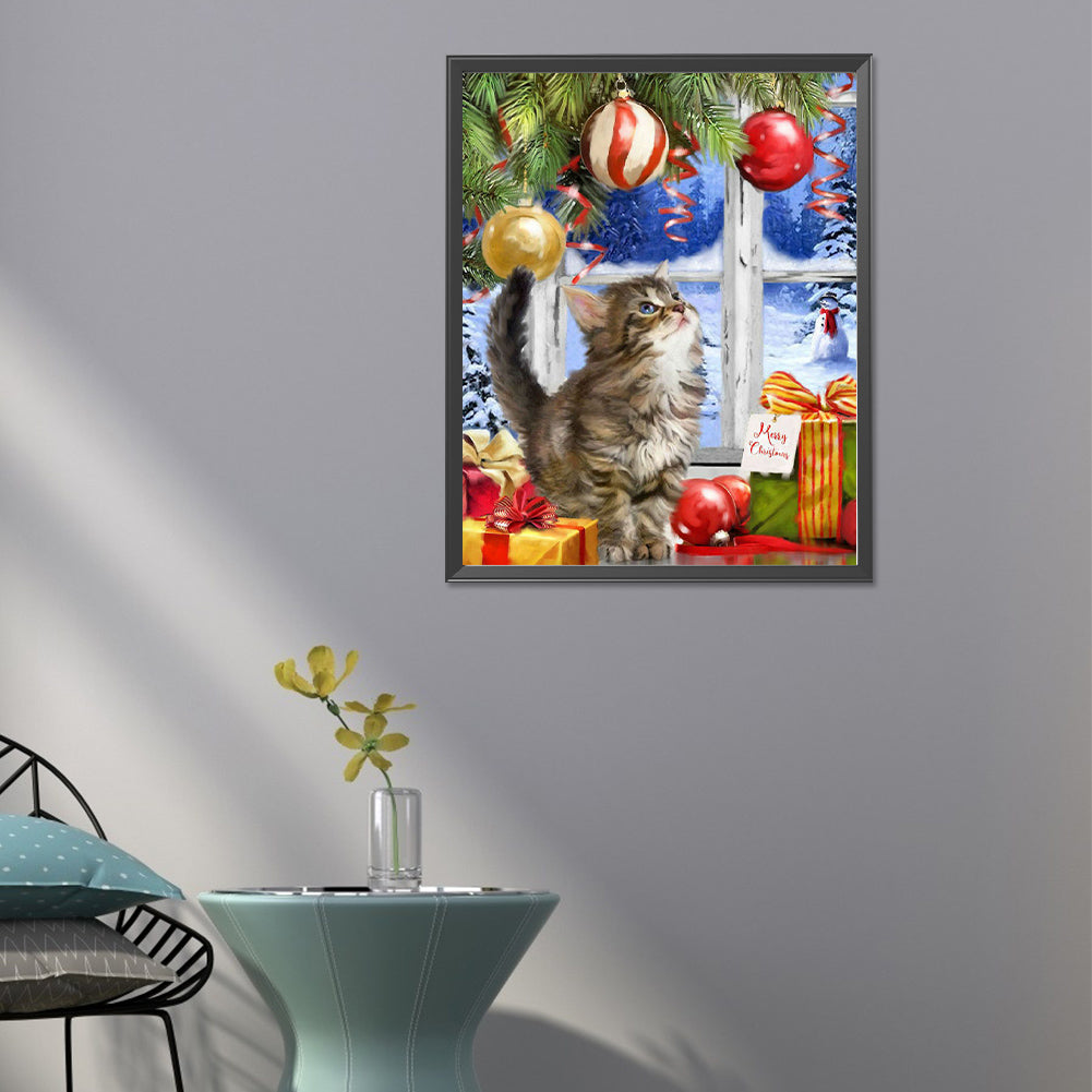 Christmas Kitten - Full Round Drill Diamond Painting 40*50CM