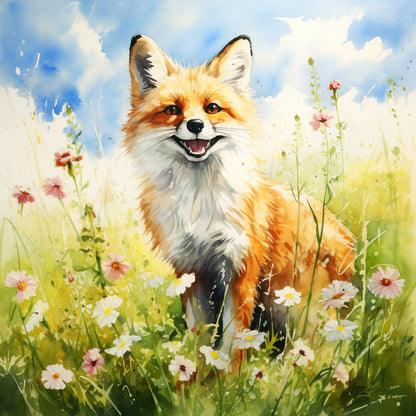 Daisy And Fox - Full Round Drill Diamond Painting 40*40CM