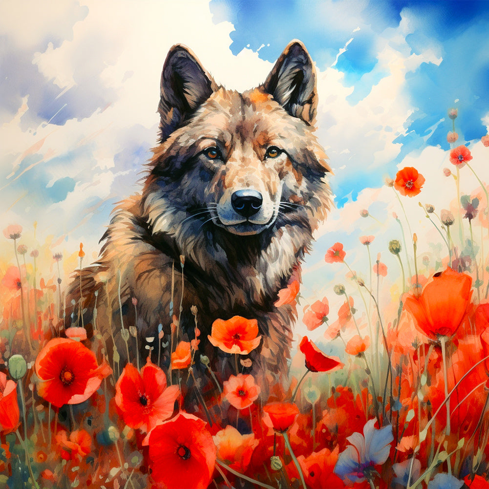 Poppy And Wolf - Full Round Drill Diamond Painting 40*40CM