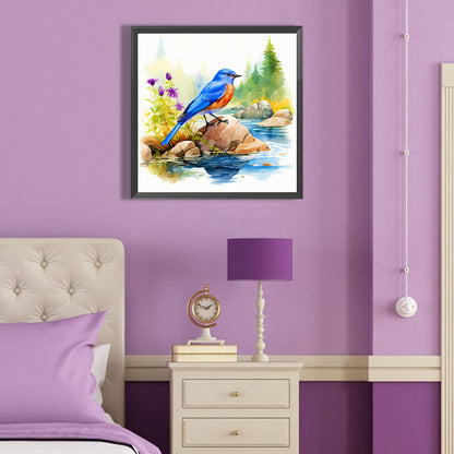 Blue Bird By The Stream - Full Round Drill Diamond Painting 40*40CM