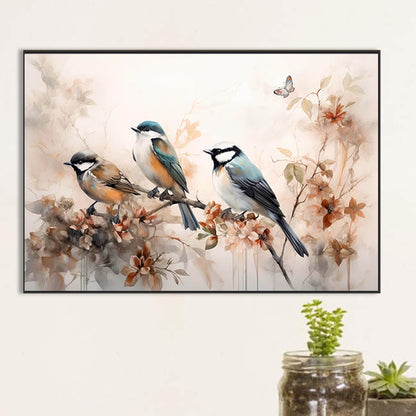 Birds On A Beautiful Branch Looking Into The Distance - Full Round Drill Diamond Painting 40*60CM