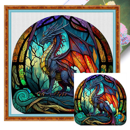 Glass Painting-Pterosaur - 11CT Stamped Cross Stitch 50*50CM