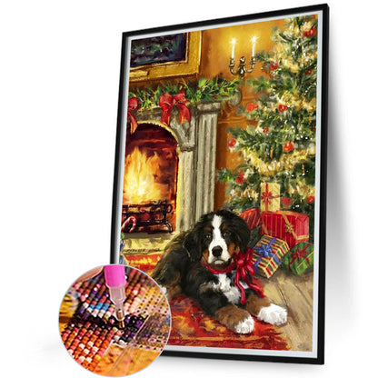 Puppies And Christmas - Full Round Drill Diamond Painting 45*60CM