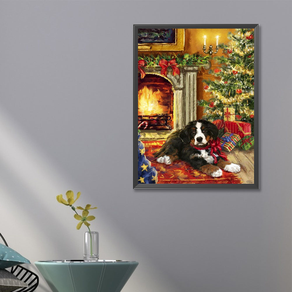 Puppies And Christmas - Full Round Drill Diamond Painting 45*60CM