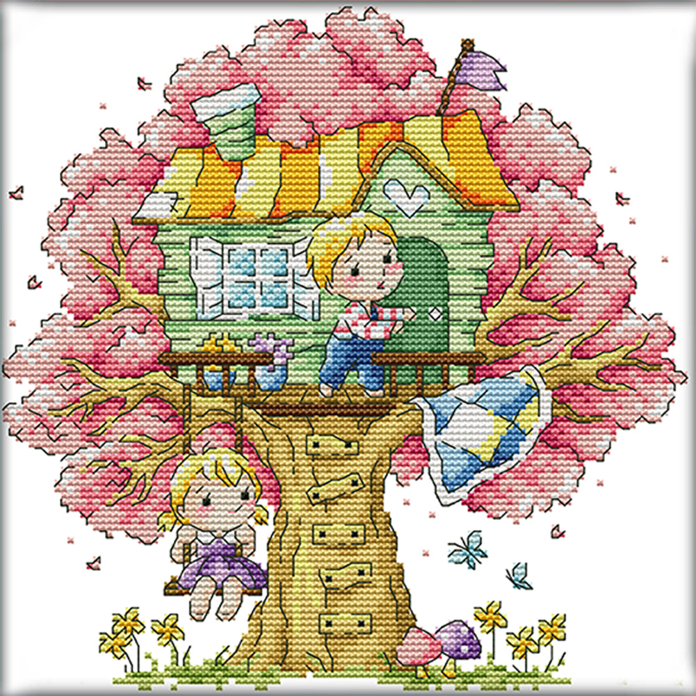 Summer - 14CT Stamped Cross Stitch 27*27CM(Joy Sunday)