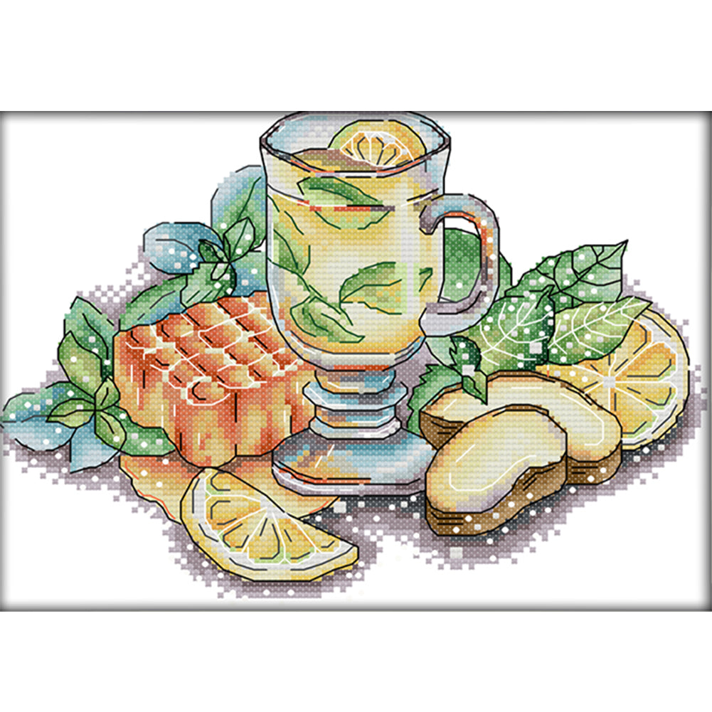 Afternoon Tea Five - 14CT Stamped Cross Stitch 28*21CM(Joy Sunday)