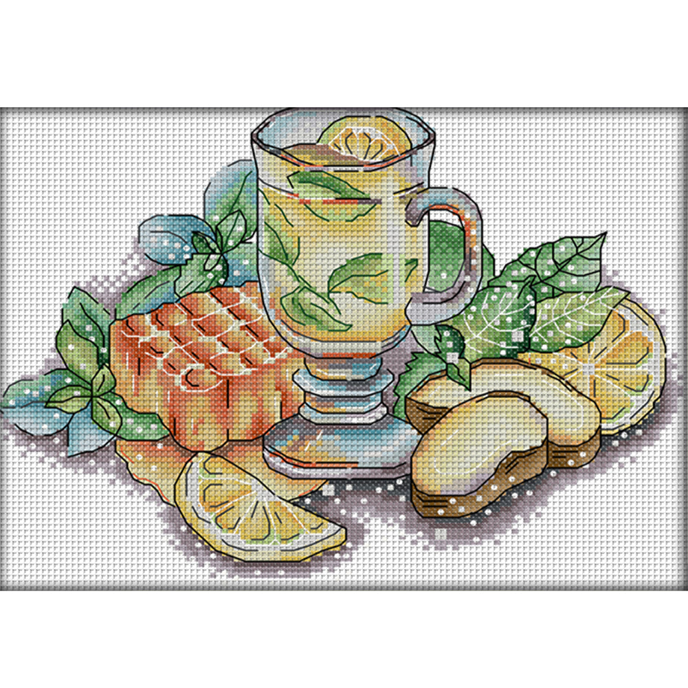 Afternoon Tea Five - 14CT Stamped Cross Stitch 28*21CM(Joy Sunday)