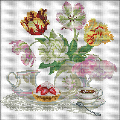 Afternoon Tea Dessert - 14CT Stamped Cross Stitch 44*44CM(Joy Sunday)