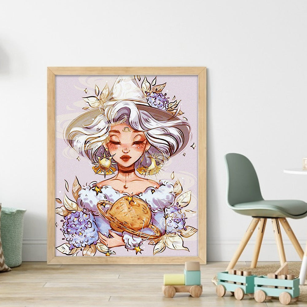 Libra Girl - 11CT Stamped Cross Stitch 40*50CM