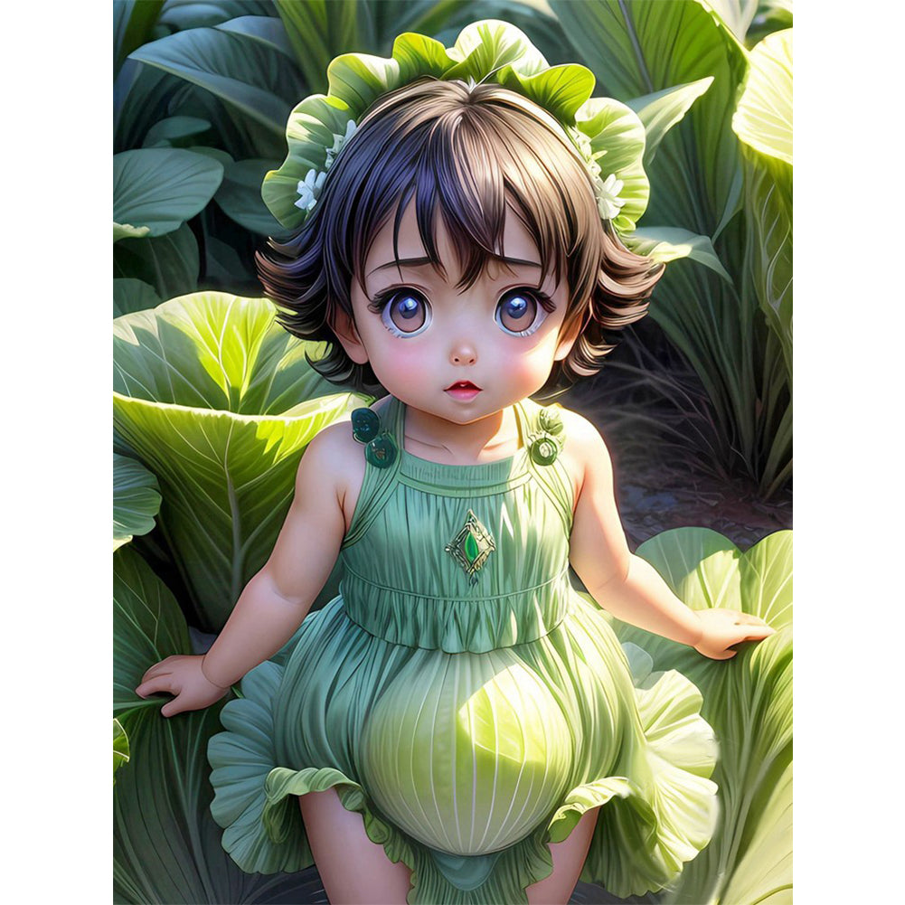 Cabbage Little Girl - 11CT Stamped Cross Stitch 40*56CM