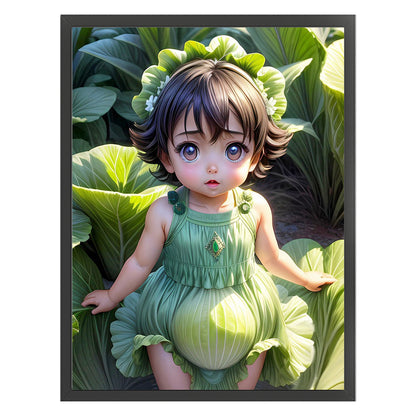 Cabbage Little Girl - 11CT Stamped Cross Stitch 40*56CM