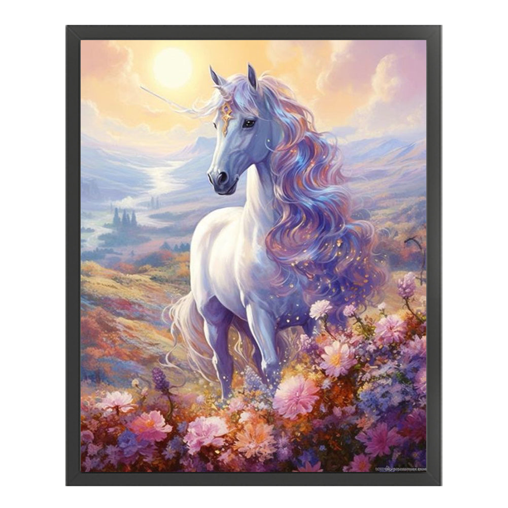 Unicorn And Flowers - 14CT Stamped Cross Stitch 40*50CM