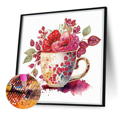 Flower Cup - Special Shaped Drill Diamond Painting 30*30CM