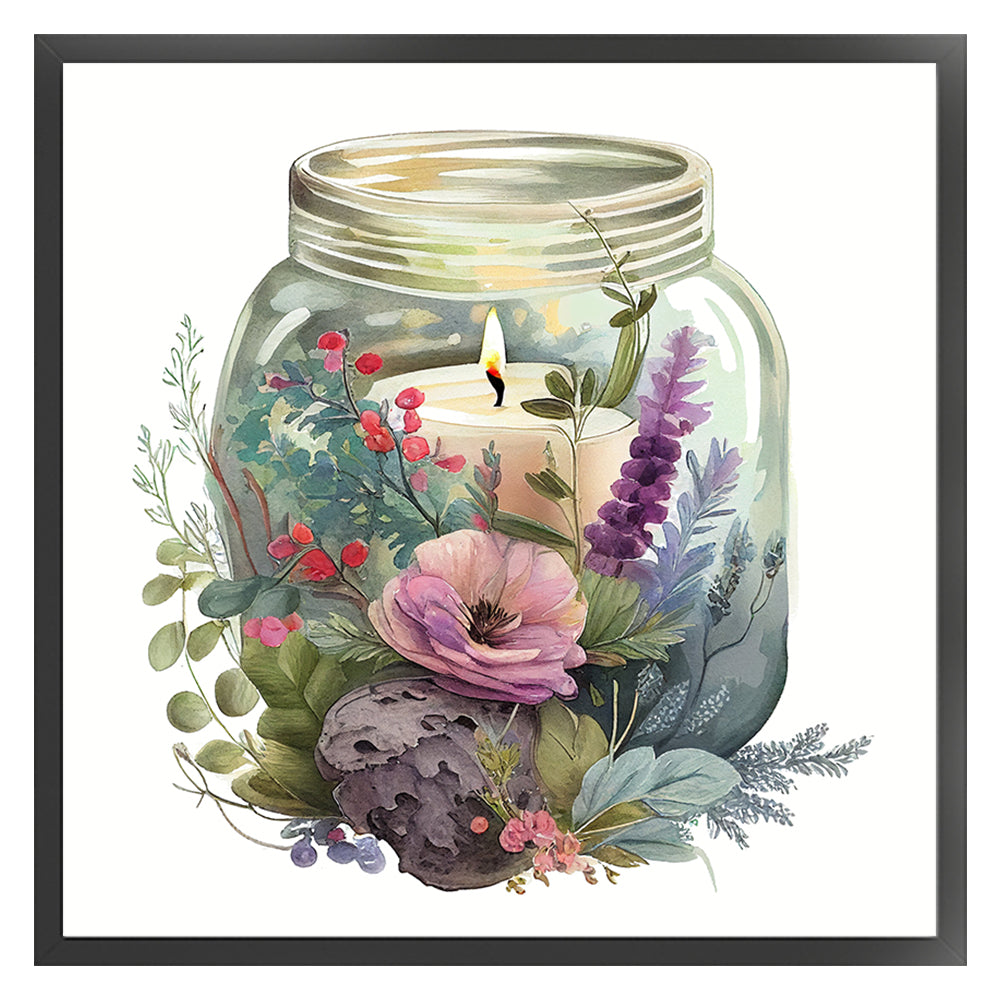 Candles And Flowers In Bottle - 18CT Stamped Cross Stitch 35*35CM