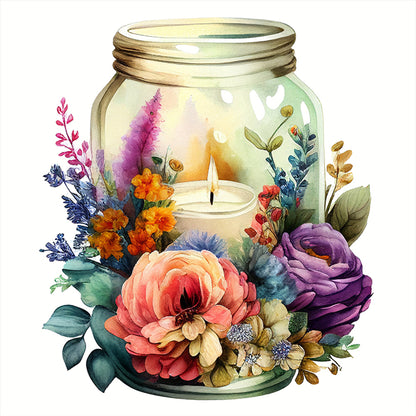 Candles And Flowers In Bottle - 18CT Stamped Cross Stitch 35*35CM