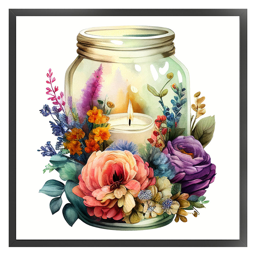 Candles And Flowers In Bottle - 18CT Stamped Cross Stitch 35*35CM