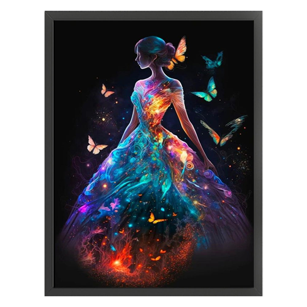 Glowing Butterfly Girl - 18CT Stamped Cross Stitch 35*45CM