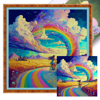 Rainbow Girl - 18CT Stamped Cross Stitch 40*40CM