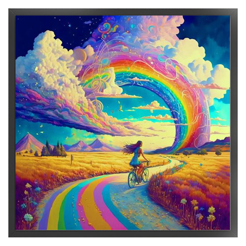 Rainbow Girl - 18CT Stamped Cross Stitch 40*40CM