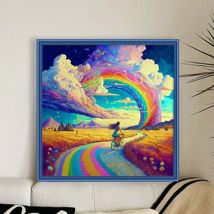 Rainbow Girl - 18CT Stamped Cross Stitch 40*40CM